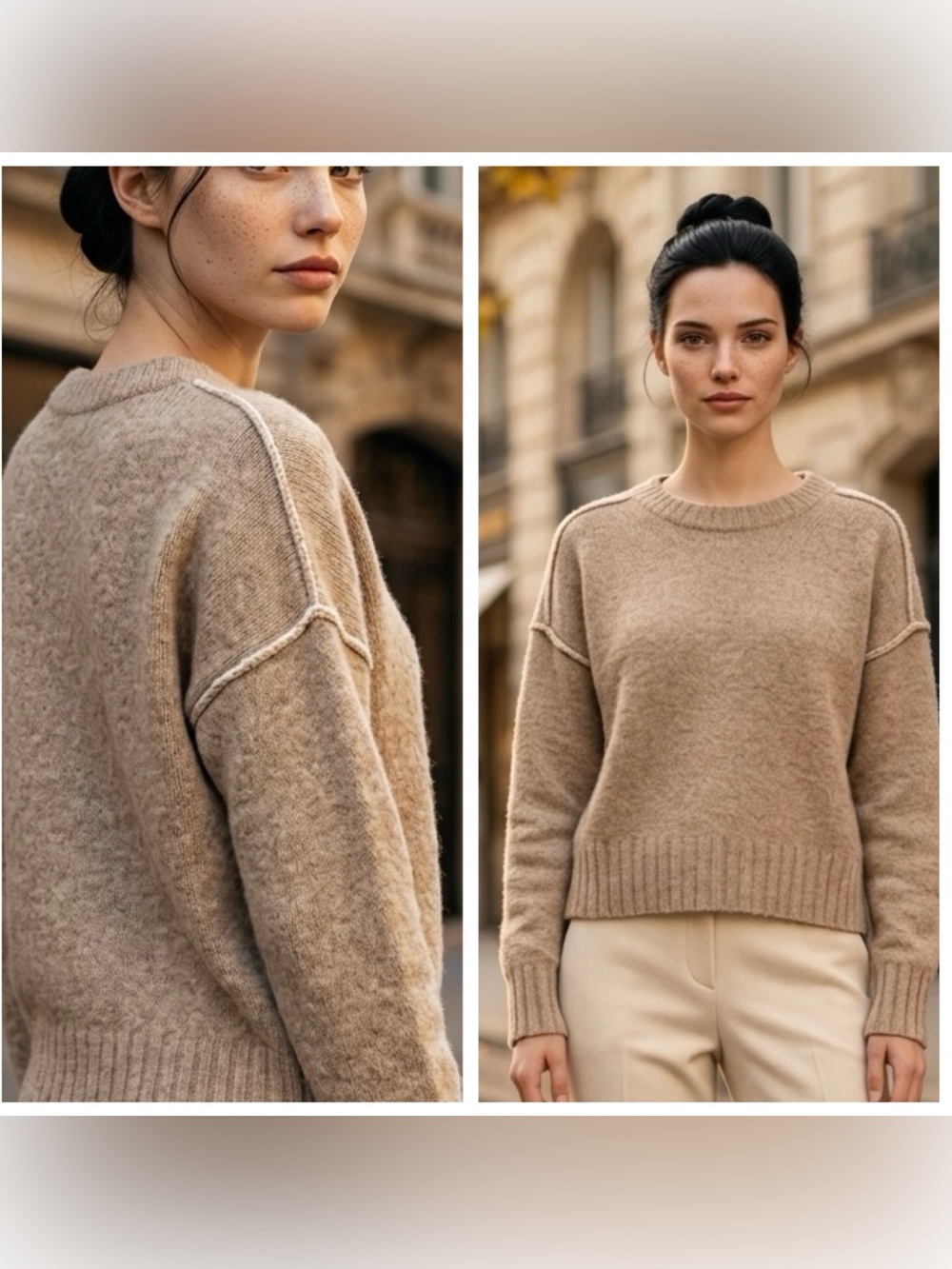 Pale Sky Women’s Sz L relaxed extra soft pullover Wool blend Sweater Taupe